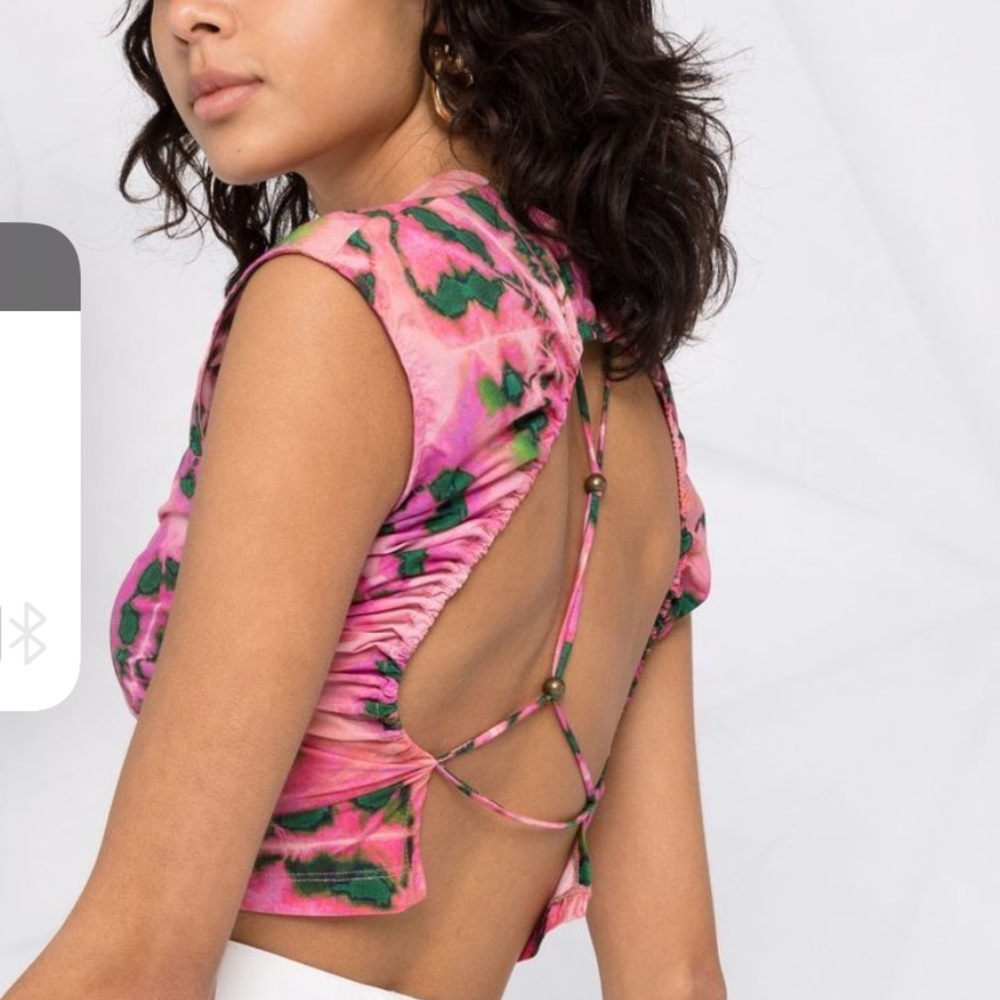 $128 Pinko backless tie dye cotton top, S/M